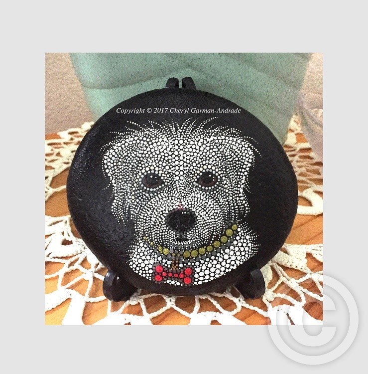 Bridgette Terrier Dot Art River Stone