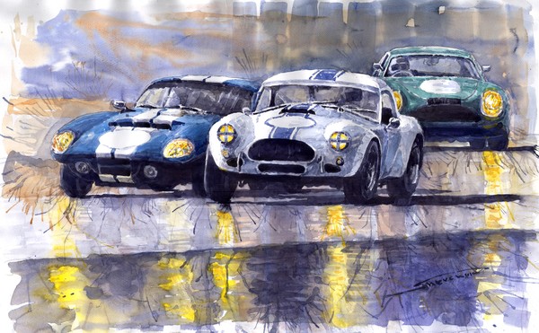 Duel AC Cobra and Shelby Daytona Coupe 1965