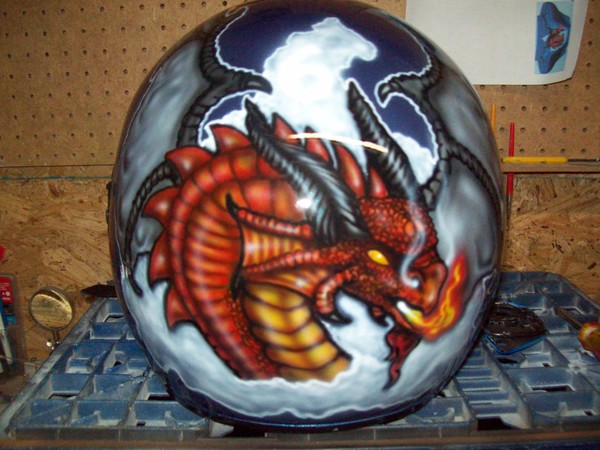 Dragon on motorcycle helmet 