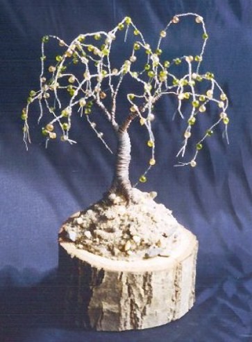 OAK ON OAK  - Beaded Wire Tree Sculpture