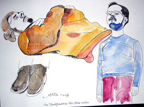 Juha relaxing - Eero under standing