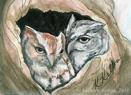 Owls in Love ACEO