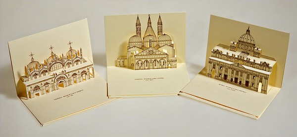 3D popup Kirigami postcards - Italian cathedrals