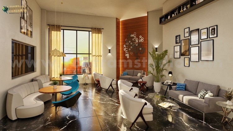 Restaurant lounge & Waiting area concept of 3d interior modeling by Architectural Visualisation S