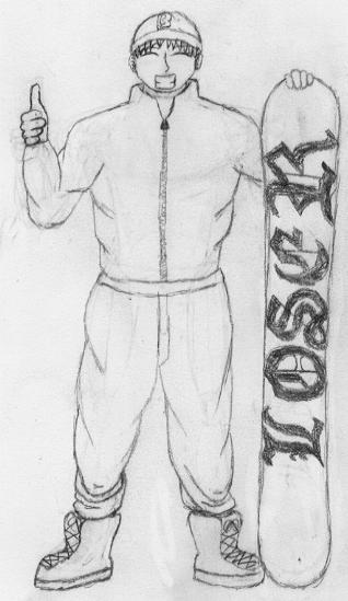 Snowboarder with Contest Design