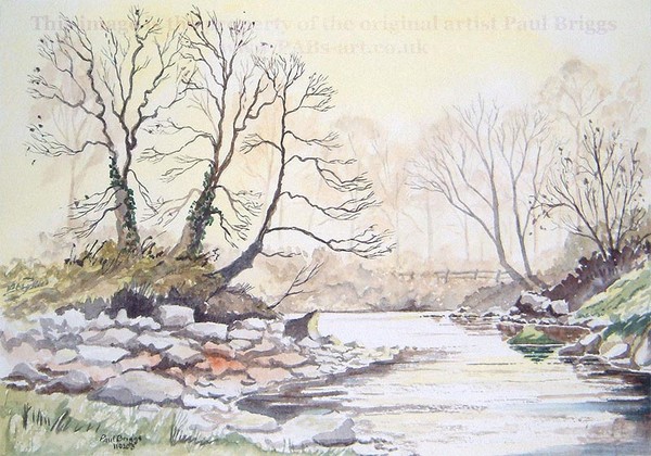 Sunset river Wharfe Ilkley