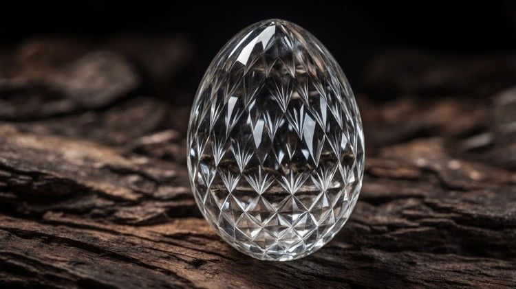 Diamond-Cut Crystal Egg Art Piece