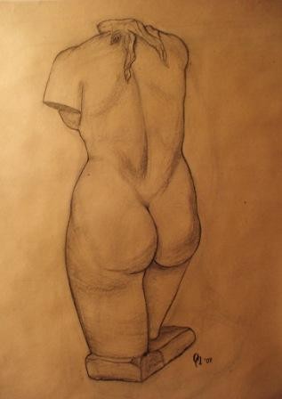 woman`s act-plaster model
