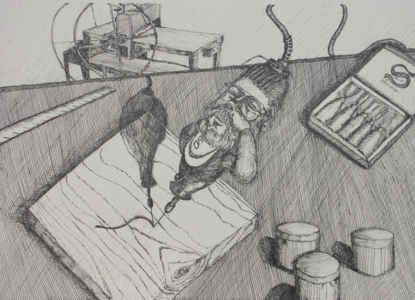 printmaker/ink crosshatch