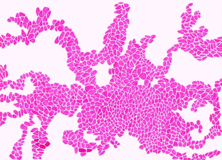 187. Pink avocado giraffe ice Felt on Paper 21x30cm