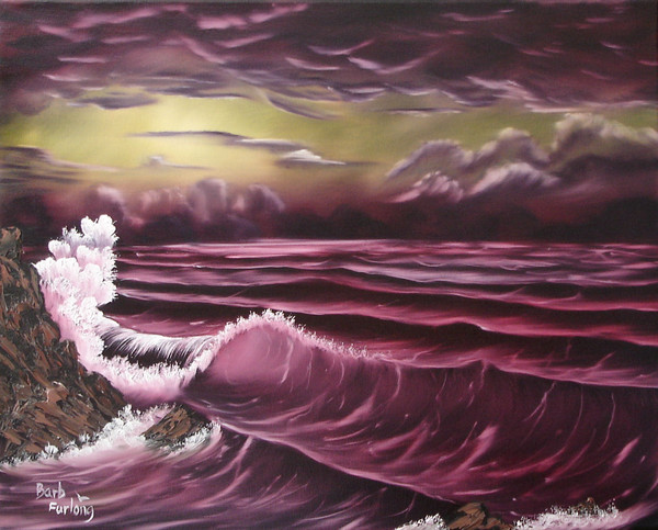 Sunset Over The Waves By Barbara Furlong Artwanted Com