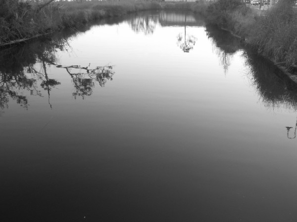 Twilight on a glass surface