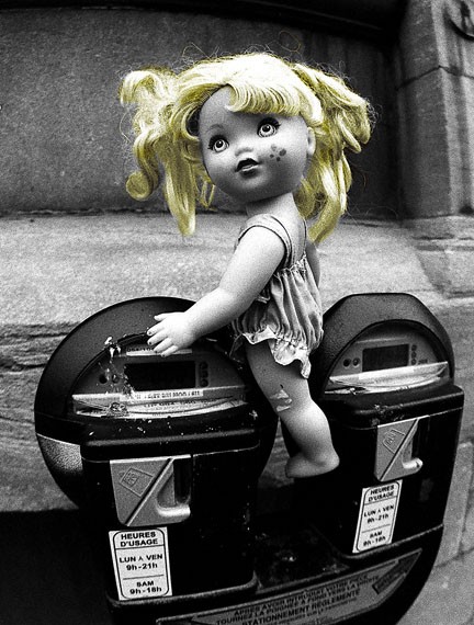 Doll on a parking meter