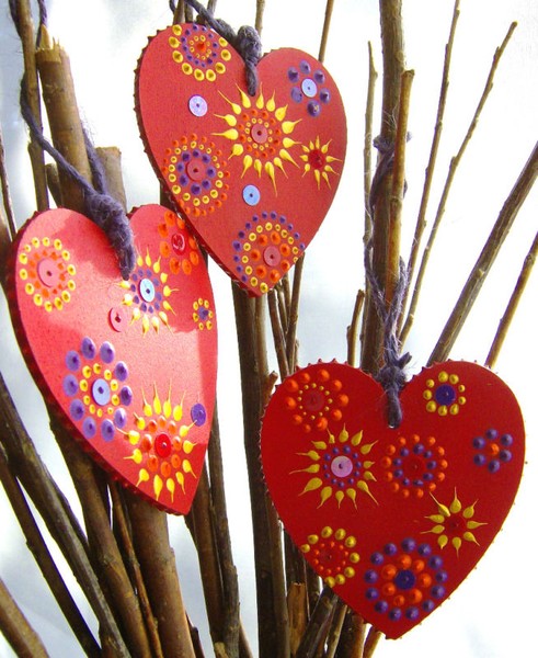 Retro (red) sweetheart hanging decorations
