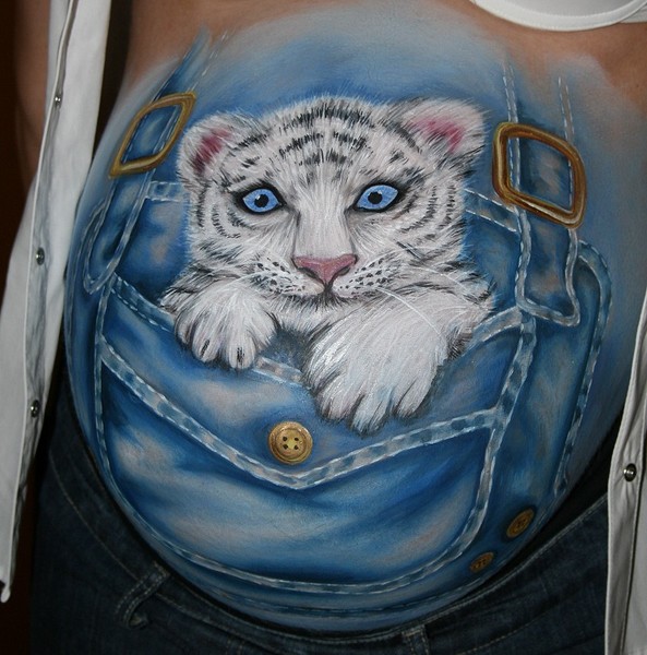 Bellypainting Weisser Tiger