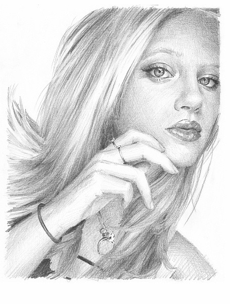 blonde hair young woman pencil portrait mike theuer