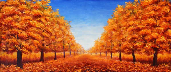 Gentle autumn - large autumn oil painting.