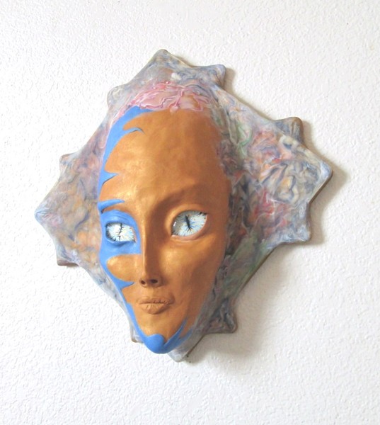 Blue and Gold Alien Sculpture
