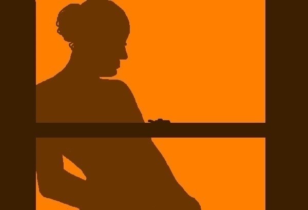 Lady At Window At Night