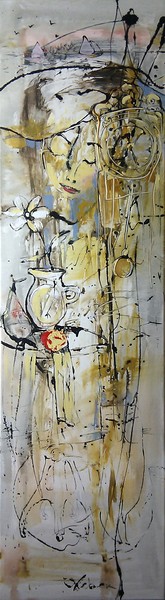 1154, Time flow,165-45 cm, acrilyc on canvas, 2011