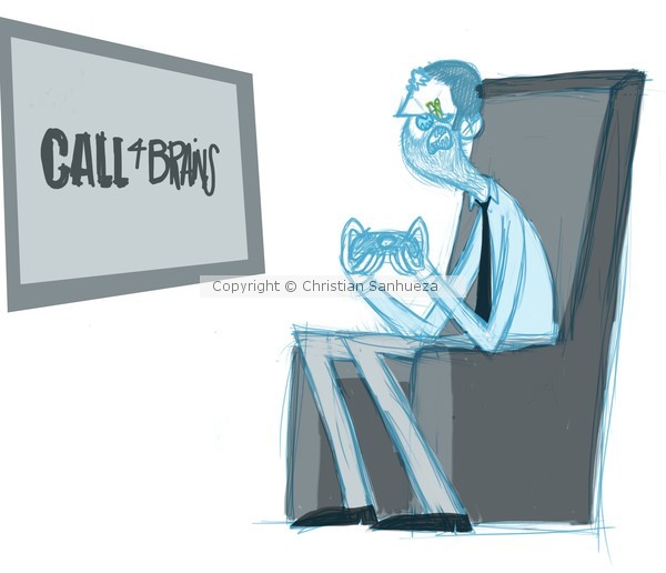 Zombie playing X Box