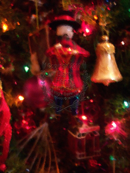 Christmas tree, ornaments, tinsel & colorful light
