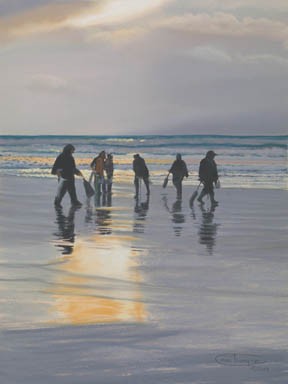 Clamdiggers At Sunset