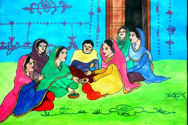 Punjabi girls Giddah Greeting Card by Sukhpal Grewal