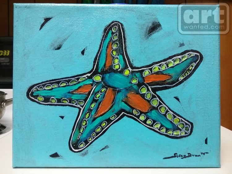 Original Abstract Starfish Painting Susan Dunn