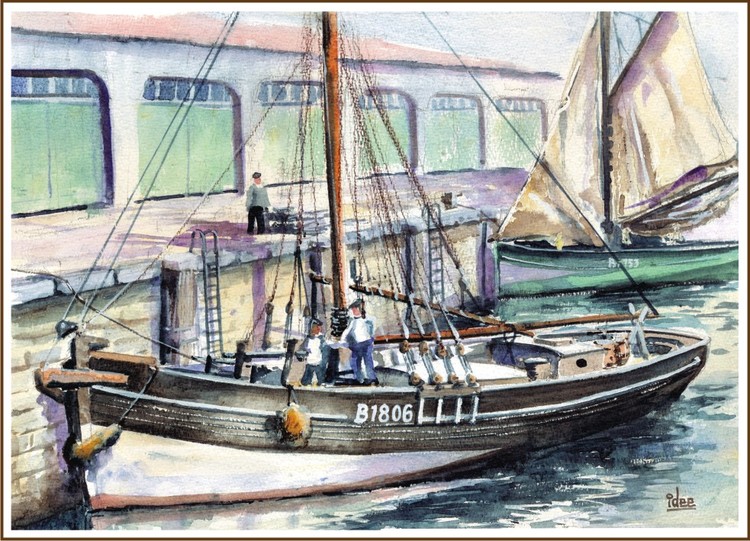 Fishermen repairing their boats 