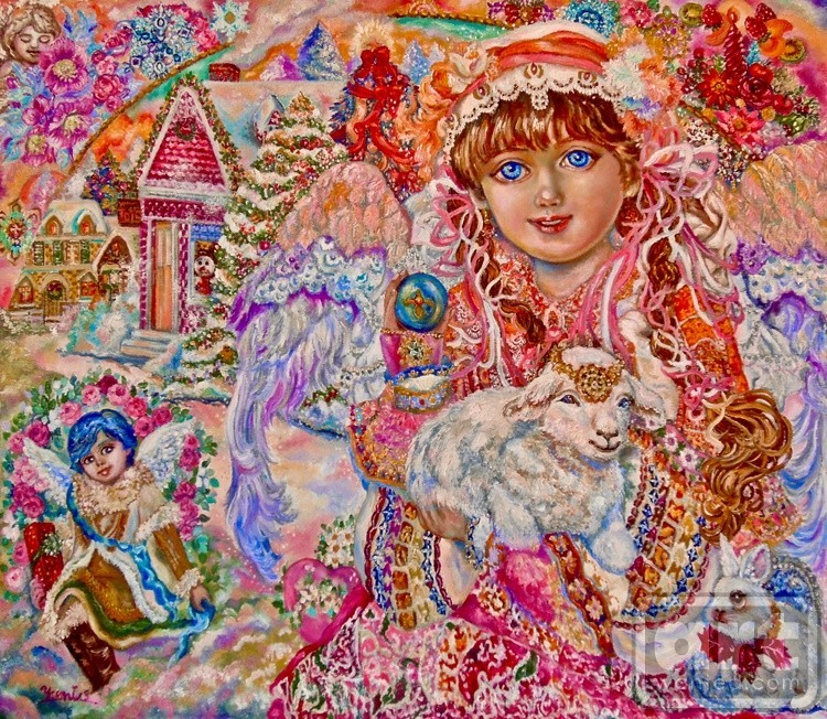 Yumi Sugai. An angel with a lamb.