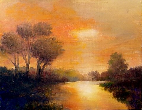 Study for Sunset Idyl by Pond-SOLD