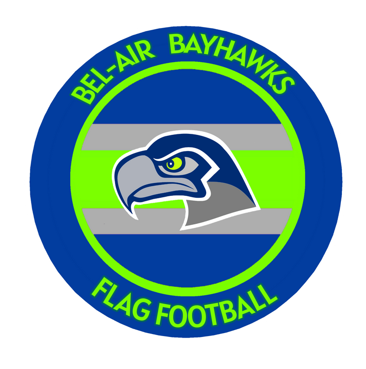Bel Air BAYHAWKS flag football logo