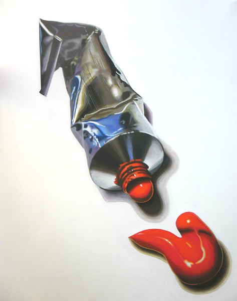 Tube of red paint