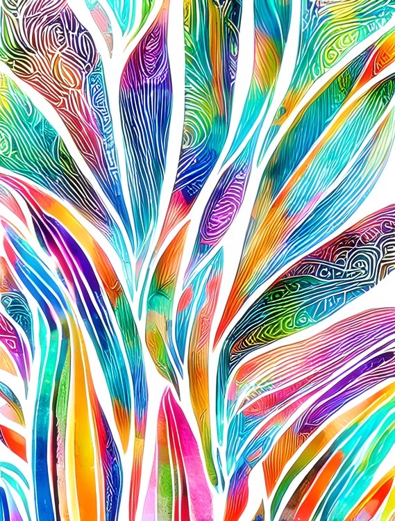 Watercolor boho leaves