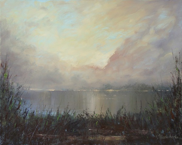 Evening sky by the river