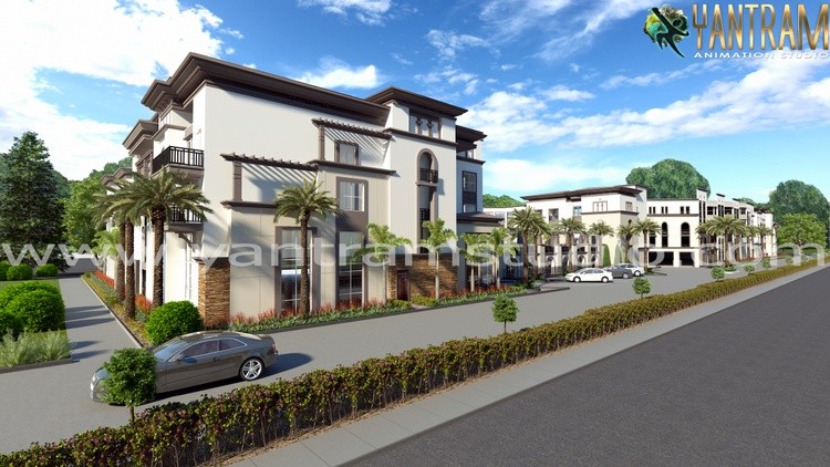 3D Exterior Rendering of modern bungalow by Architectural Animation Services, Phoenix, Arizona