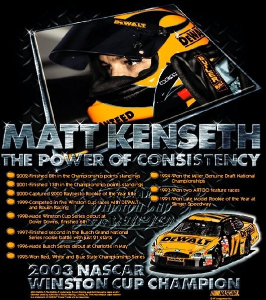 MATT KENSETH CHAMPION BACK