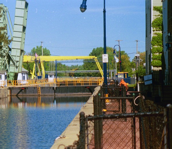 A shot of the locks and the drawbridge