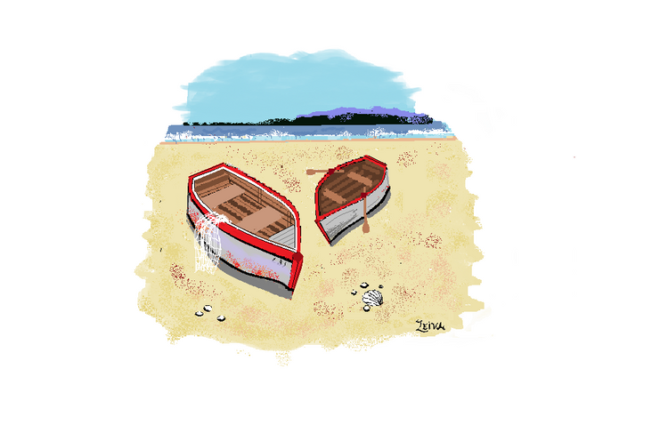 Two boats on the beach