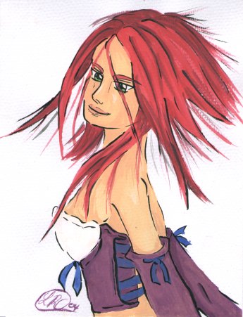 Pink hair watercolour