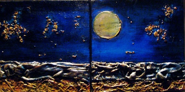Sea Shore, Starry Night (Diptych)