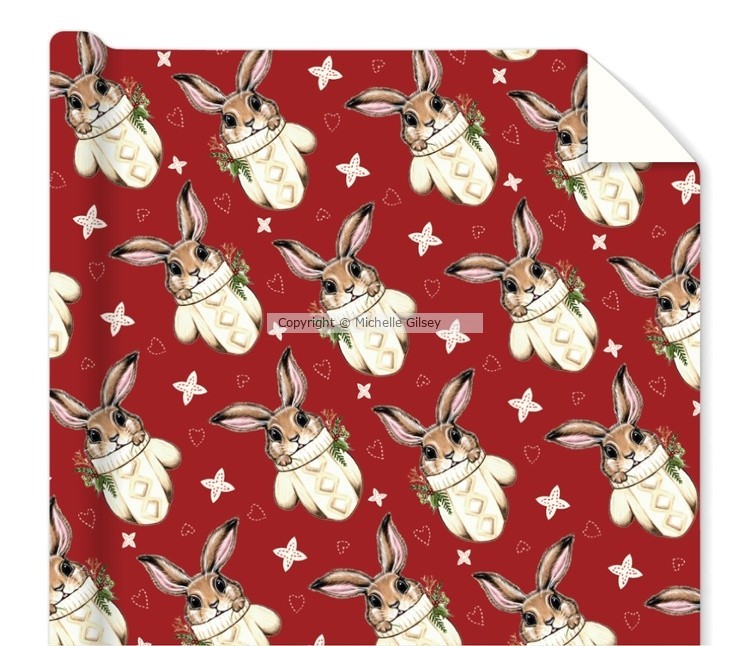 Winter Mitten Bunny Gift Wrap
