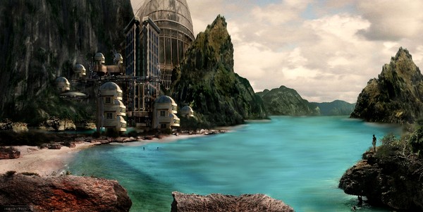Concept (city-island) matte painting