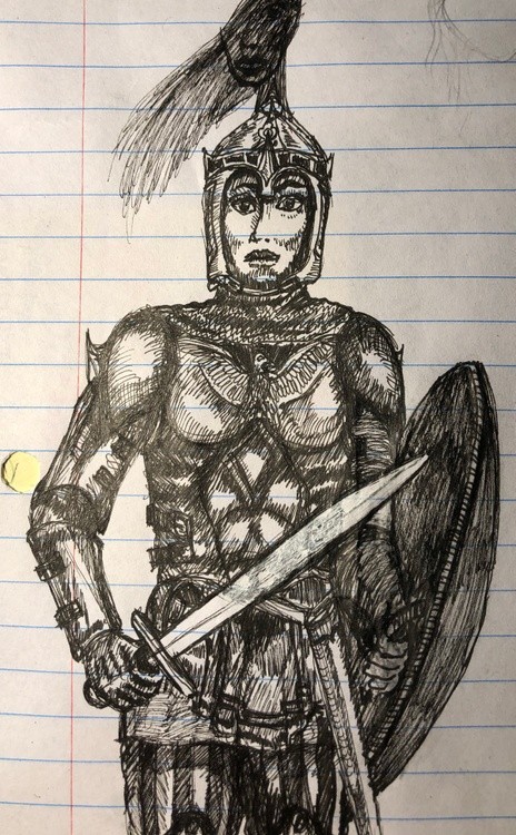 woman at arms