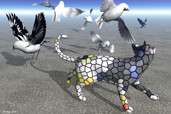 Cat and Birds - Bodypainting