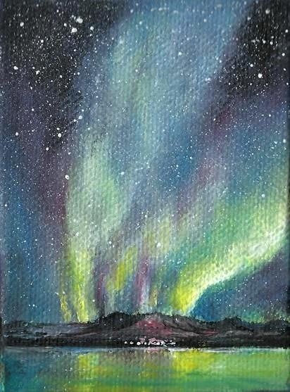 Polar lights oil painting