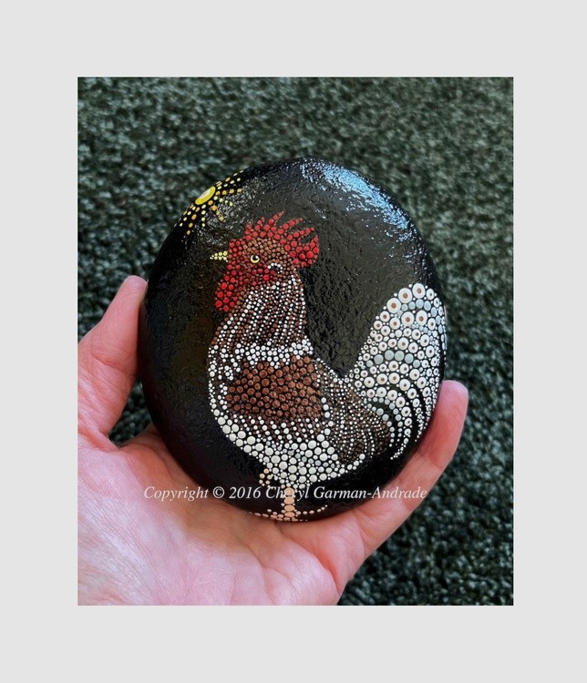 Franklin Roo Dot Art River Stone