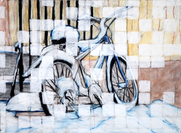 Bicycle in a 2 inch snow fall