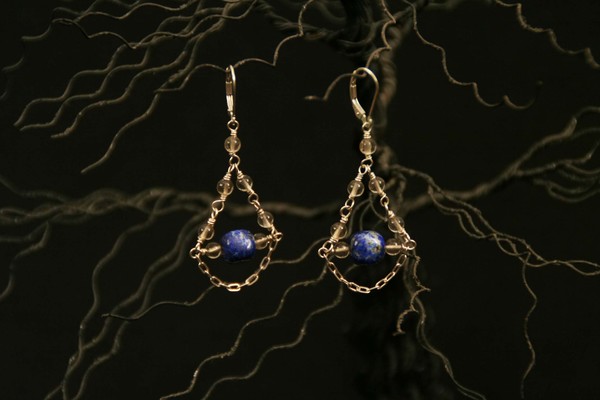 Sodalite and Smokey Quartz earrings